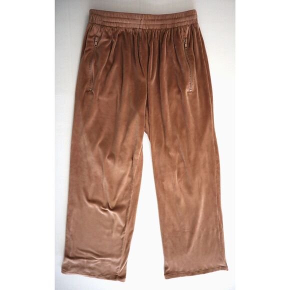 SKIMS Women's Sz Small Sienna Brown/Tan Velour Wide Leg Track Pants - Picture 1 of 9